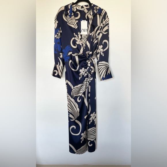 ZARA SS23 PRINTED SHIRT DRESS MIDI WRAP FRONT 7732/343/218 - Picture 2 of 10